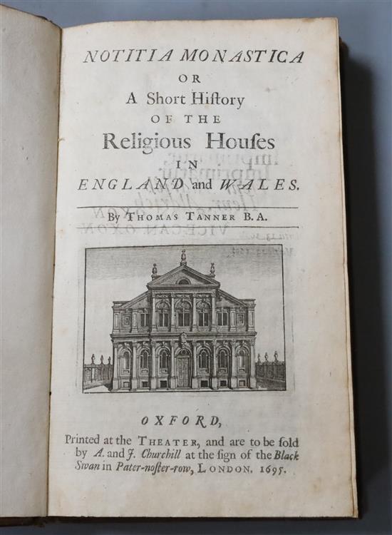 Tanner, Thomas - Notitia Monastica or Short History of the Religious Houses in England and Wales, 8vo, calf,